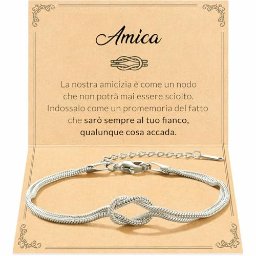 SOFIA FERRER Regali Amica Speciale Compleanno, Bracciale Donna Acciaio con Dedica Emozionante, Regalo Sorella, Regalo Migliore Amica, Bracciale Amicizia Donna (Amica)