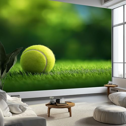 Carta da parati murale con paesaggio naturale con tennis sull'erba, carta da parati verde per camera da letto, soggiorno, sfondo TV, ufficio, hotel, corridoio, decorazione da parete, carta da parati