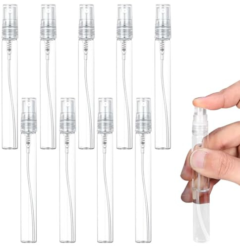 Mini Spray Bottle, 10Pcs Travel Spray Bottle 10 ml Spray Bottles Transparent Refillable Containers Plastic Empty Refillable Atomiser with Flip Caps for Toiletries Perfume Toners Rose Water Cosmetics