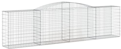 Nqyjm Maschendrahtzaun für Garten, Gabionen, gewölbt, 15 Stück, 400 x 50 x 100/120 cm, verzinktes Eisen, Gabionenwand, Steinkäfig, für Terrasse, Außenbereich, Rasen, Modell 2