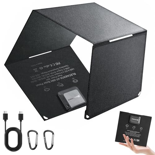 ELECAENTA 30W ETFE HPBC Solar Ladegerät 2 Ports Tragbares Solarpanel, 0,5kg | USB-C PD20W USB-A QC3.0 IP68 Wasserdicht für iPhone/Android Smartphones, Tablet, Powerbank, Kamera, Outdoor, Camping, Reisen