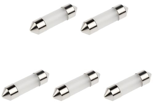 LED 12V Soffitten 31 mm Cob Röhre milchig Innenraum PKW Lampe Auto Ersatz Beleuchtung warmweiß kaltweiß weiß (kaltweiß, 5 Stück)