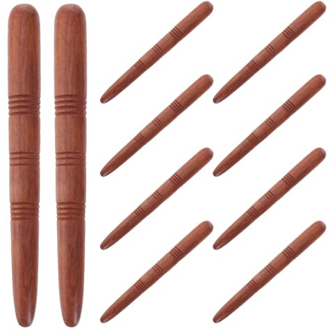 MALUGOGO Bâton de massage en bois, acupression du corps, 10 pièces, 13 cm | Courbes ergonomiques, surface polie, massage manuel ciblé des pieds, mains, dos, épaules, nuque, maison, bureau et voyage