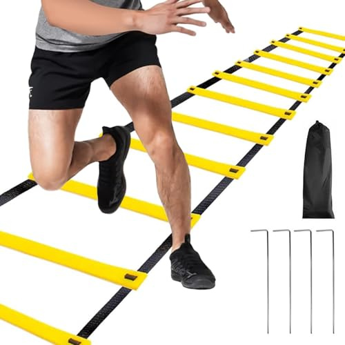 Yibang Coordination Ladder, 9 m Coordination Ladder, Training Ladder, Speed Ladder, Agility/Speed Ladder with Bag, Width of 50 cm