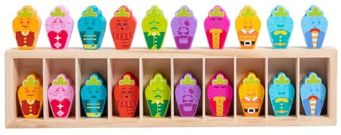 Children Memory Game Wooden Matching With Open Frame Tray Sorting Discs Rounded Edges Organized Storage Slots suitable for cooperative play classroom stations, Radish Expression Style