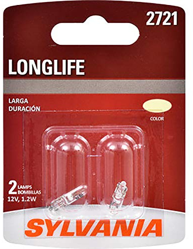 SYLVANIA - 2721 Long Life Miniature - Bulb, Ideal for Interior Lighting – Courtesy, Ash Tray and More. (Contains 2 Bulbs)