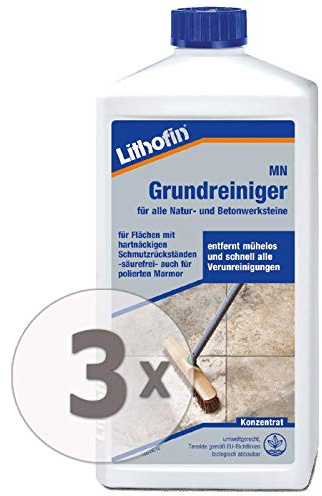 3 x LITHOFIN MN Nettoyant – Dissolvant la saleté Nettoyant pour pierre naturelles – 1 L – Stark wirkend