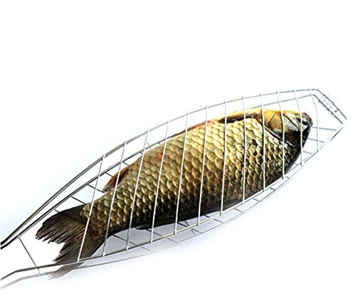Edelstahl Antihaft Mesh Holzgriff Gegrillter Fisch Barbecue Clip Net Outdoor Burger BBQ Werkzeuge Grills