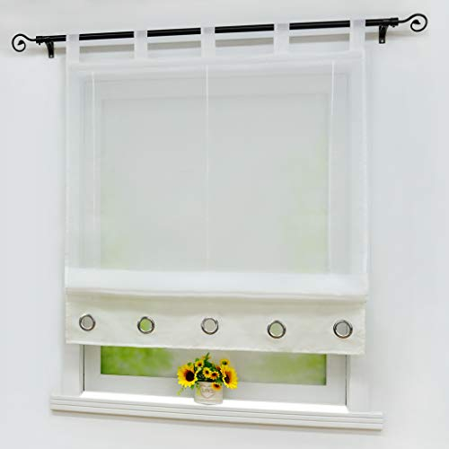 Joyswahl Voile Raffrollo mit Blende in Seidenoptik mit Zierösen Transparenter Raffgardine mit Schlaufen »Edith« Schals Fenster Vorhänge BxH 100x155cm Beige 1 Stück