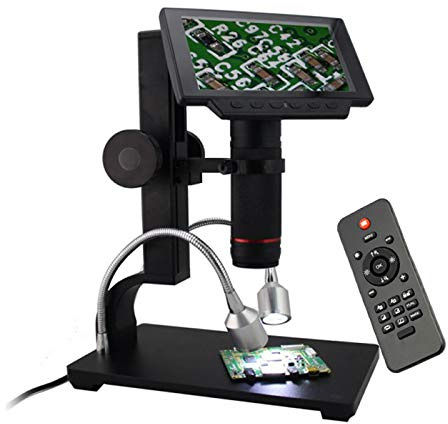 A57D 5 Zoll LED Digital Mikroskop – 12MP HD-Sensor, 1080P Full HD über HDMI, 720P über PC, USB Endoskop Lupe mit TF-Karten-Slot & Ständer