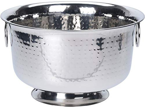 Large Wine Cooler Ice Bucket Stainless Steel with Dimpled Design 2 Carry Handles