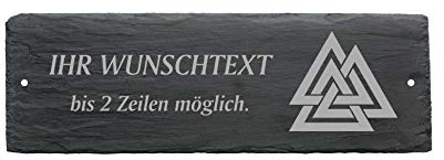 Türschild VALKNUT - mit Wunschtext - aus Schiefer - 22 x 8 cm