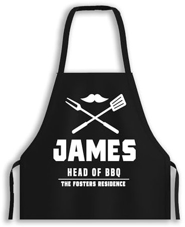 Pink Positive Head of BBQ Apron for Men with Moustache | Personalised Gifts for Men, Dad, Fathers Grill Masters and Cooking
