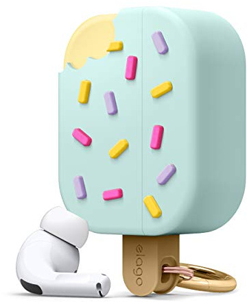 elago Ice Cream Case mit Karabiner Kompatibel mit AirPods Pro Hülle, Silikonhülle im 3D EIS-Design, Süße Schutzhülle (Mint)