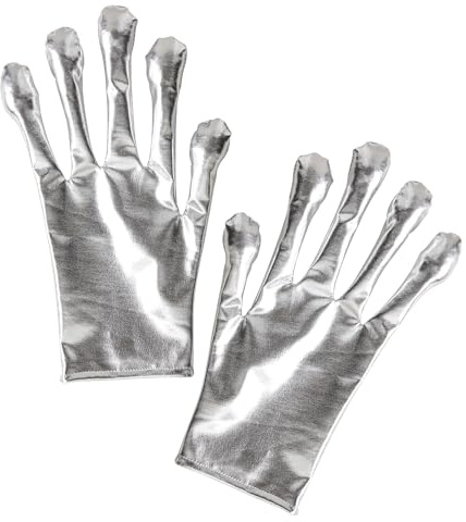 W WIDMANN MILANO Party Fashion - Alien Handschuhe silber | Metallisierte silberne Handschuhe in Einheitsgröße - Kostümaccessoire für Karneval, Halloween und Space-Mottoparty