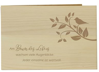 Holzgrusskarten Original BAUM DES LEBENS, Motiv Ast - 100% handmade in Österreich, aus Zirbenholz gefertigte Geschenkkarte, Grußkarte, Klappkarte, Postkarte…