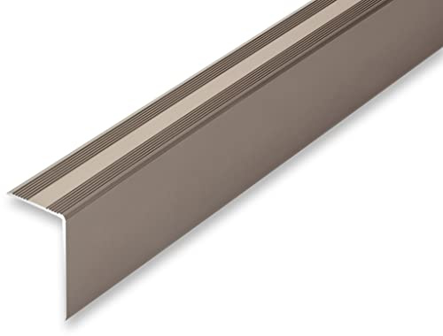 NALine® Alu Winkelprofil 30 x 52 x 1500 mm Treppenwinkel Edelstahl-Look selbstklebend Treppenkantenprofil Treppenkante