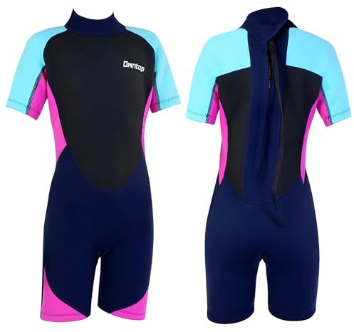 Yueta Kids Wetsuit Shorty, 2.5mm Neoprene, Junior Wetsuit Shortie Teenager Girls, Back Zipper for Swimming Diving Water Sports