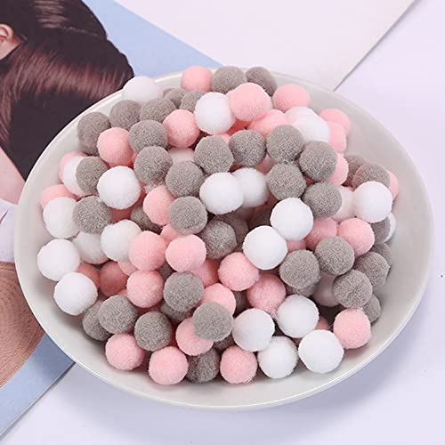 1000 Stück Bunte Mini Pompons,10mm Pompom Bälle Kleine Bommeln,Flauschigen Plüschbälle Filzkugeln Deko für Geburtstag & Hochzeit Party Dekorieren Lustige DIY Nähen Basteln Handwerk,Rosa Grau Weiß