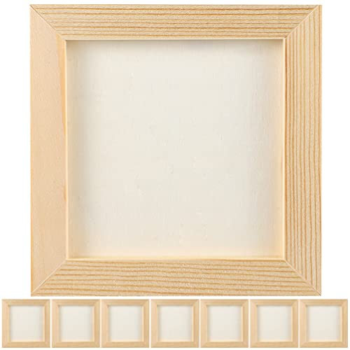 Toddmomy 8 Pcs Unfinished Wooden Square Photo Frames for Kids Diy Clay Painting Crafts, 12X12Cm Blank Wood Frames for Art Projects and Home Decor