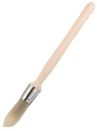 SOESFOUFU Round Paint Brush with Wooden Handle Edge Painting Tool Trim Paint Brush for Windows and Furniture Long Handle Sharpened Wire
