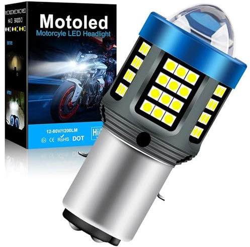MCK Auto - Lampadine per fari per moto scooter BA20D H6 aggiornate a LED bianco con fascio alto e basso Plug and Play con proiettore HD (confezione da 1) - MCHB-H6 - Trasforma la tua guida