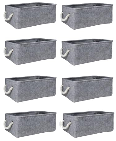 QUVIO Aufbewahrungsboxen, Set aus 8 Schubladenorganizern für Spielzeug Kosmetika Badezimmer, Korb mit Griffen für Kleiderschrank Handtücher Accessoires, stapelbarer Aufbewahrungskorb