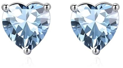 Zolkamery Orecchini in argento 925, chiusura a farfallina, con pietra di nascita, per donna e ragazza, orecchini a forma di cuore con zirconia, 6 mm, orecchini per dormire in mini cartilagine con
