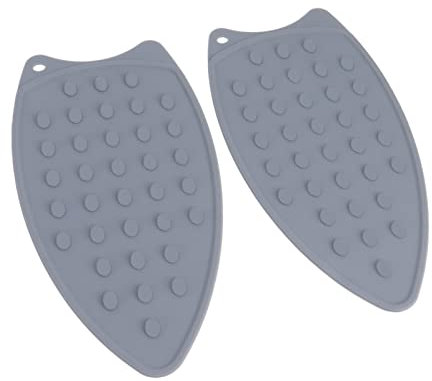 Lot de 2 repose-fer en silicone, durables et résistants aux chocs, tapis résistants à la chaleur pour planches à repasser et fers (gris)