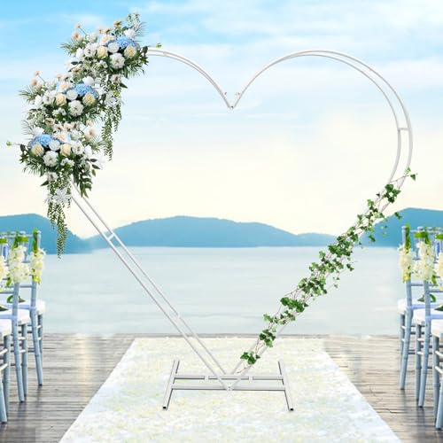 Liebende Herz Ballon Bogen Kit Herz Hochzeitsbogen Metall Hochzeit Bogen Weiß Hochzeit Blumen Arch Stand 2,04m Foto Hintergrund Dekorationen