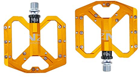WANGZEYU MTB Pedale Flat Foot Ultralight Mountain Bike Pedale MTB CNC Aluminiumlegierung versiegelte 3 Lager gegen Rutschfahrrad-Pedale Fahrrad-Fahrradteile Fahrradpedale (Color : Golden)
