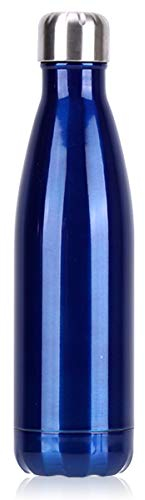 Edelstahl Trinkflasche Vakuum Isolierte Wasserflasche Premium Thermosflasche Isolierflasche 24 Std. Kalt und 12 Std. Heiß für Sport, Fitness, Fahrrad, Yoga,Outdoor, Camping (Blau, 500ml)