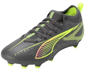 Puma - Ultra 5 Match FG/AG JR, Zapatillas de fútbol Unisexo, Matte Aged Silver-Yellow Alert-Puma Aged Silver,