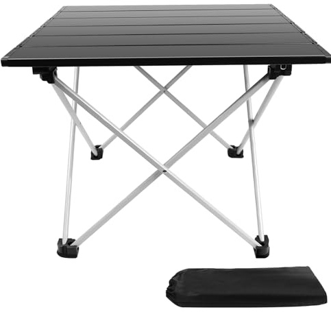 Small Folding Camping Table Foldable Portable Picnic Table, Ultralight Aluminum Lightweight Folding Beach Table Camp for Camping Picnic Hiking Cooking Backpacking Outdoor Fishing, 15.7x13.6x12.4