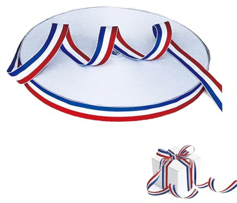 50mx10mm Cinta Decorativa de Nailon Tricolor Rojo Blanco Azul, Cinta Colorido Correa de Correas Bobina para Decoración Cincha de Poliéster Nylon rollo de embalaje de Bandera Para DIY Manualidades