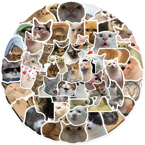 GWAWG 100Pcs Funny Cat Stickers Set, Kitten & Cute Cat Decals, Disposable & Waterproof Stickers for Guitar, Book, Suitcase, Water Bottles, Laptop, Scrapbook, Skateboard