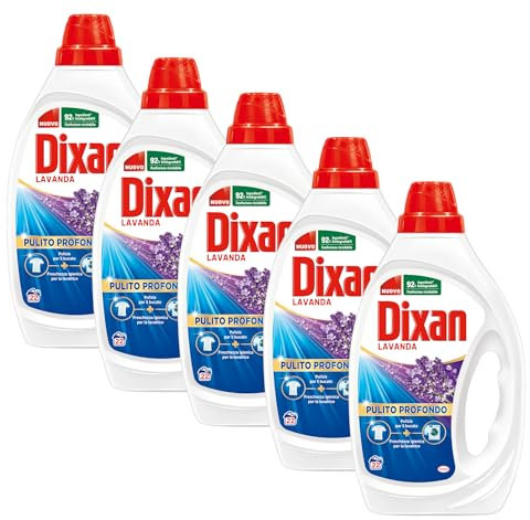 Dixan Detersivo Lavatrice Liquido Lavanda, 5 confezioni da 22 lavaggi, 110 lavaggi totali