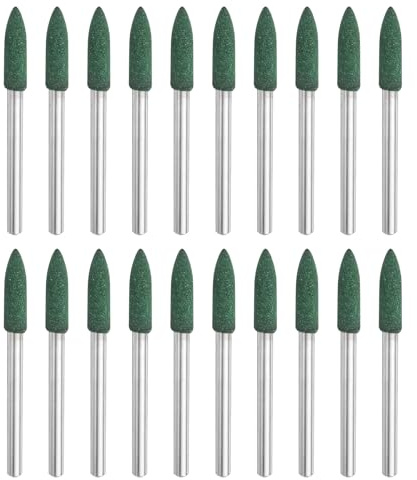 sourcing map 20pcs Rubber Polishing Bits, Rotary Buffing Bits with 4mm (5/32-inch) Mounted Conic Head, 3mm (1/8-inch) Shank, for Metal, Jewelry, Stone, Rock Grinding, Green