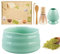 Juego de té matcha japonés, 5 unidades, juego de batidores matcha, juego de escoba matcha, juego completo con cuenco de matcha, batidor de té en polvo, cuchara de matcha, soporte para escobas (azul