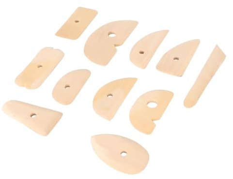 JR1-4 11-Piece Wooden Blade Skeleton Knife Soft Clay Sculpting Tool, Clay Knife, Ceramic Trimming Tool Set