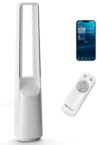 Pro Breeze OmniAir 105cm rotorloser Ventilator mit Luftreiniger - Smart Home Ventilator, WLAN, App, HEPA 13 Filter, 10 Geschwindigkeiten - Turmventilator sehr leise, 5 Modi, Auto 75° Oszillation