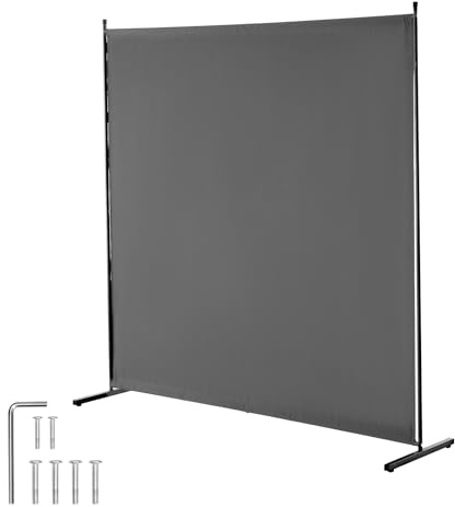 VEVOR Room Divider, Single Panel Room Divider, 6FT Privacy Screen Indoor, Partition Divider for Room Separation, Freestanding Room Divider Panel for Office, Bedroom, Grey