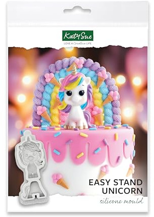Katy Sue Einhorn-Form, Silikon, 3D-Figur-Form, Grau, Easy Stand, Kuchendekoration und Bastelarbeiten