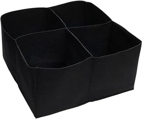 JIUJ Rechteckige Hochbeete für den Garten, große Pflanztasche, erhöhter Pflanzbehälter, quadratisch, geteilt, 4 Gitter, Stoff-Pflanzbeutel für mehrere Gemüse, Blumen, Garten, Schwarz, 2 Stück