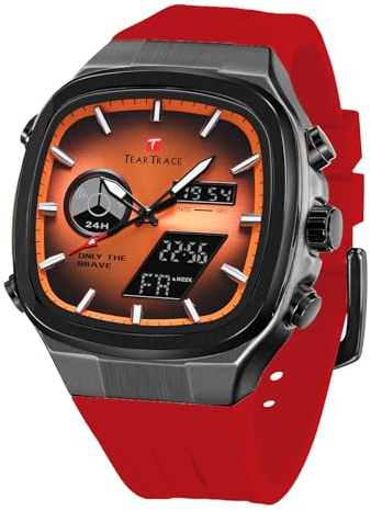 TEARTRACE Men’s Watches Analog Digital Quartz Waterproof Sport Watches for Men Chronograph Alarm Multifunctional Wrist Watch with Silicone Strap