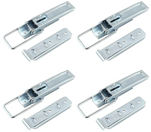 EXLECO 4pcs fermeture ridelle remorque avec Serrure 210mm Galvanisée à Bleu | Grande Attache Ridelle Remorque, Fermeture Excentrique, Crochet Ridelle Remorque Verrouillage, Accessoire Voiture Camions