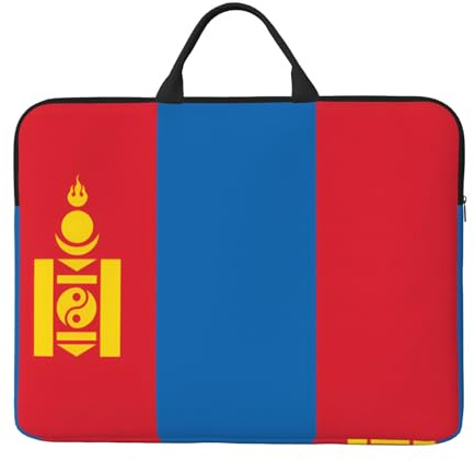 Mongolisk flagga laptopfodral – 14 tums laptopfodral, lämplig för daglig kontorsdator, skyddande fodral, svart