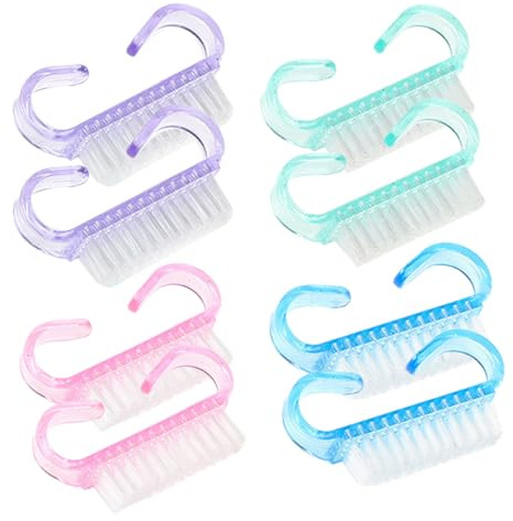SanKristo 8 Pezzi di Spazzole per la Pulizia Delle Unghie, Spazzole per Unghie in Plastica a Doppia Faccia con Manico, Spazzole Multicolori per la Pulizia Delle Mani (Rosa, Viola, Blu, Verde)