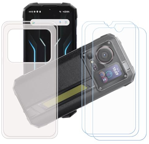 GYDQQKJ Funda para Hotwav Cyber 15 + 3 Piezas Vidrio Protector de Pantalla Cristal Templado Film, Translúcido Suave TPU Silicona Cover Carcasa Caso Case para (6.60)