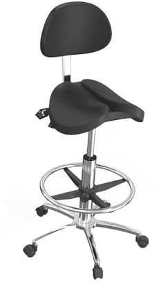 Sadelpall, Höjdjusterbar 53-73 Cm, Smidigt Glidande 360° Snurrstol, For Salongsklippning Hemmakontor(With backrest)